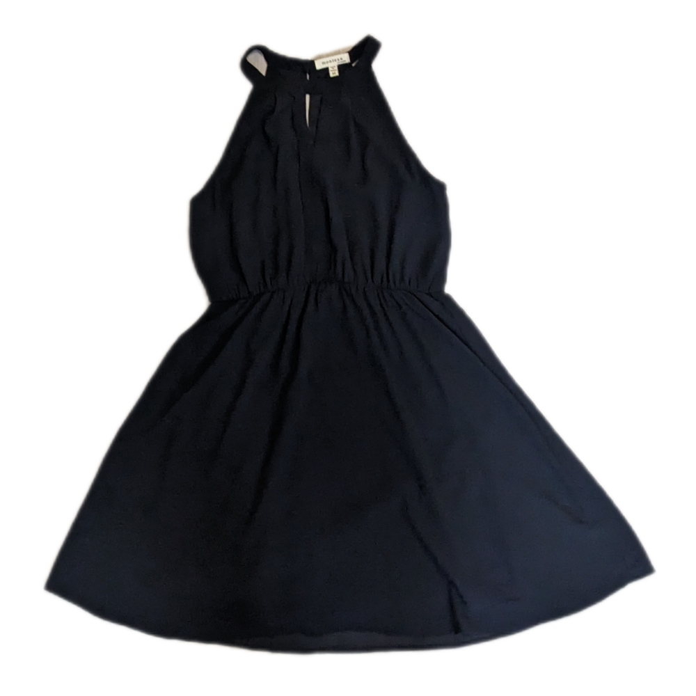 Monteau Black High Neck Sleeveless Mini Dress with Keyhole in Front and Back